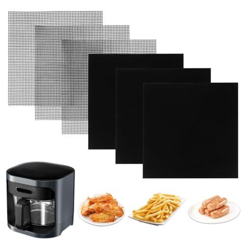 Air Fryer Oven Liners 6 Pack - 12" x 12" Non-Stick Reusable Mats