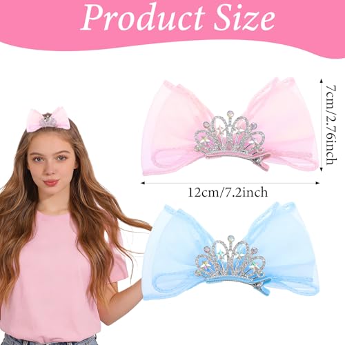 Ymapinc Butterfly Bow Tulle Crown Hair Clips 2Pcs Metal Snap Pins