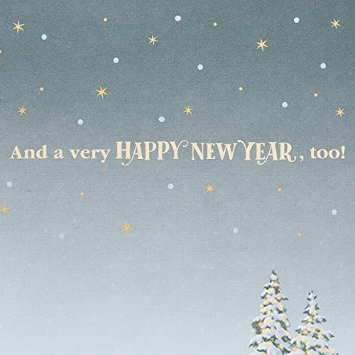 Christmas Pop Up Card - Winter Village Scene with Merry Christmas & Happy New Year - Variation of Merry Christmas and Happy New Year