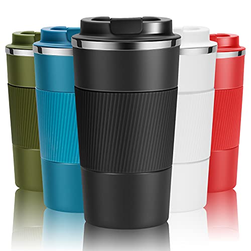 YINJOYI 17oz Insulated Travel Coffee Mug - Black, Leak Proof Tumbler