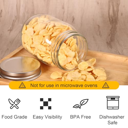 2 Pack 16 oz Clear Glass Mason Jars with Lids - HOXHA