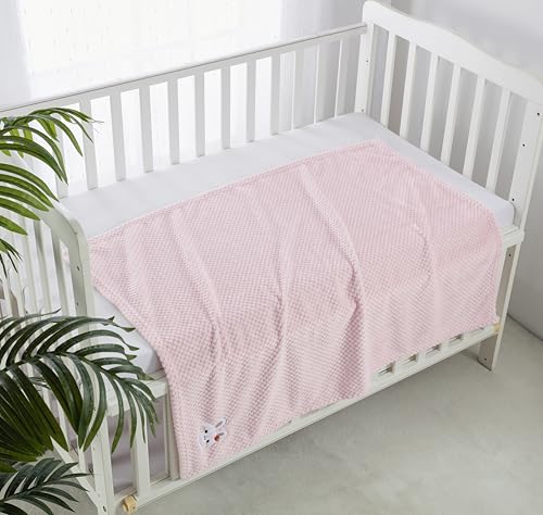 CREVENT 30x40 Fluffy Bunny Baby Blanket - Soft Pink Infant Bedding