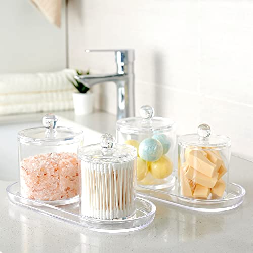SheeChung Clear Acrylic Vanity Tray Set - 2 Pack, 9.65" x 4.5" x 0.79"