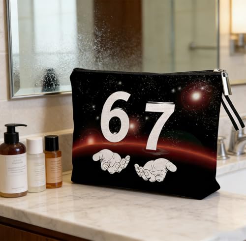 Starry Sky 67 Meme Makeup Bag Waterproof Cosmetic Pouch with Lanyard