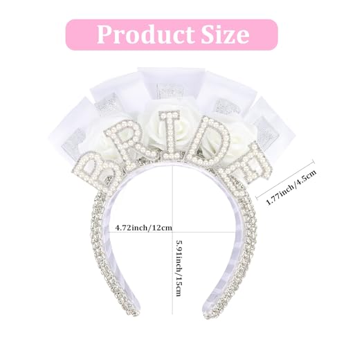 Araluky Pearl Bride Headband with Rhinestones for Bachelorette Party