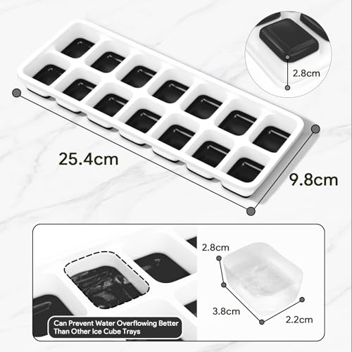 Airabc Black Silicone Ice Cube Trays - 4 Pack with Removable Lid