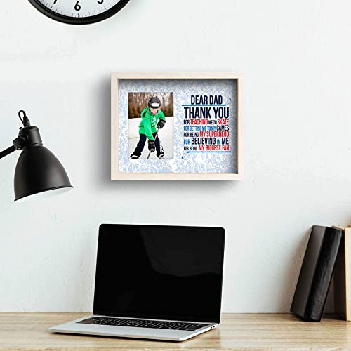 Hockey Dad Picture Frame - Dear Dad Gift for Hockey Enthusiasts - Holds 4x6 Photo