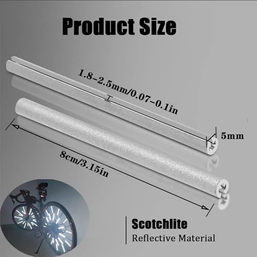 72 Pcs 3M Spoke Reflectors for Bicycles, 360¡Æ Visibility Bike Spoke Reflectors, Bike Wheel Reflector Tube, Bike Spoke Skins, Waterproof Warning Spoke Lights Covers for Night Cycling Riding