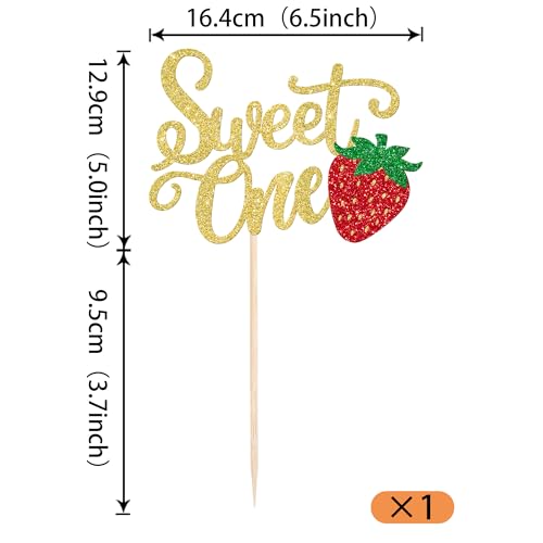 Sweet One Cake Topper for 1st Birthday - Strawberry Theme Decoration