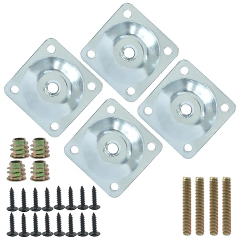 Murtenze 4 Pack Silver Leg Mounting Plates for Furniture Repair
