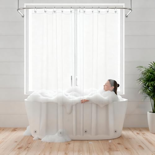 ZENO Waterproof Transparent PEVA Shower Curtain Liner 72x72 Inch with Rustproof Grommets