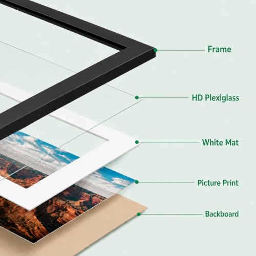 Olyarnek 11x17 Black Wall Photo Frame - Fits 9x15 with Mat or 11x17 Without - Eco-Friendly, HD Plexiglass Display