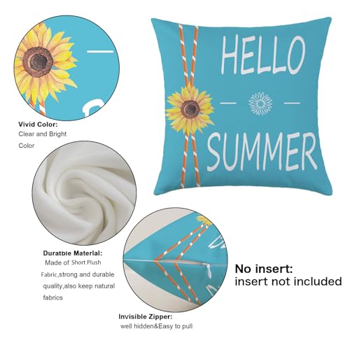 Mimkus Sunflower Throw Pillow Covers 18x18, Set of 4 Velvet Farmhouse Decor