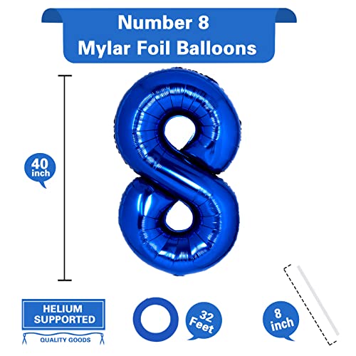 40 Inch Navy Blue Number 8 Balloon - Mylar Foil for Parties
