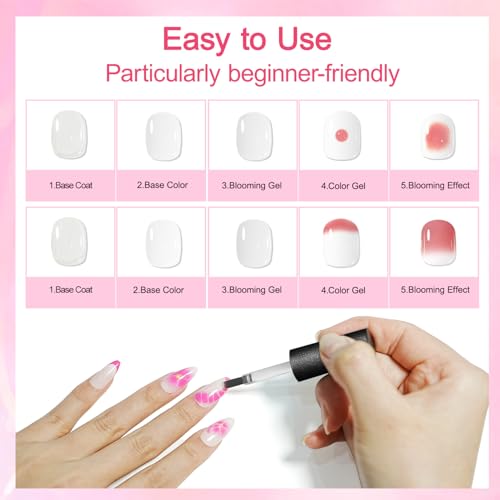 JODSONE 16.5ml Clear Blooming Gel Nail Polish for Watercolor Marble Art