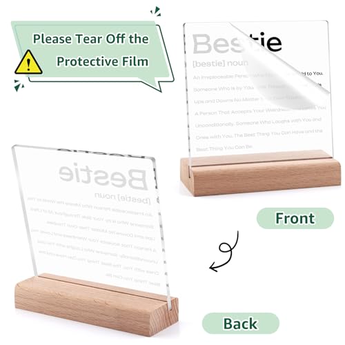 Inspirational Acrylic Plaque with Wooden Stand for Best Friends