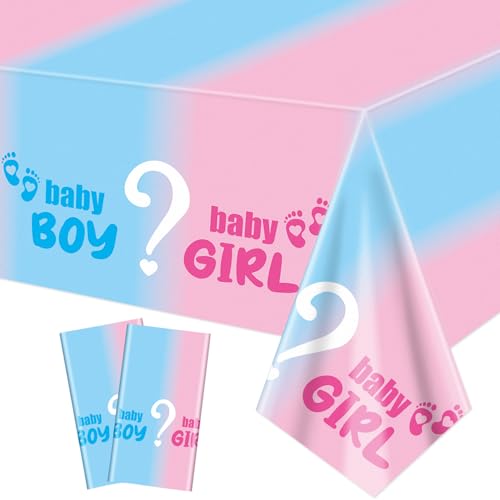 2-Pack Gender Reveal Tablecloths - Pink & Blue Baby Shower Decor