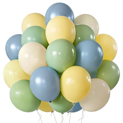 Sage Green & Dusty Blue Balloons Set - 60 Pcs for Parties