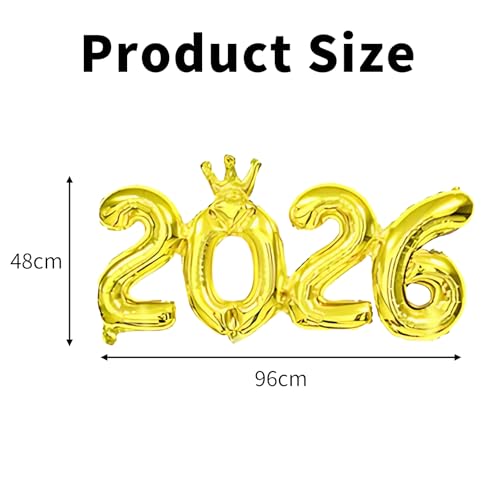 2026 Gold Crown Balloon, Happy New Year Decorations - 16 Inch