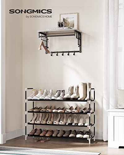 SONGMICS 4-Tier Shoe Rack, 38.8-Inch Wide Metal Shoe Organizer - Black
