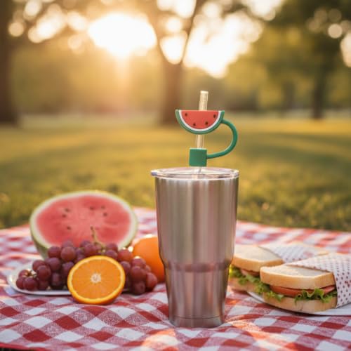 Watermelon Silicone Straw Caps - 10mm Reusable Covers for Straws