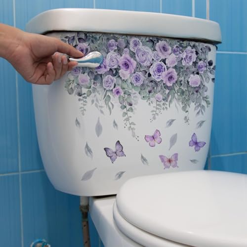 Botanical Bathroom Stickers - Waterproof Floral Rose Decals