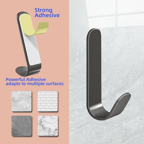 4 Pack Adhesive Steel Towel Hooks - Dark Gray Wall Hook
