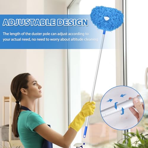 FONUNO Telescopic Ceiling Fan Duster - Adjustable Pole (Blue)
