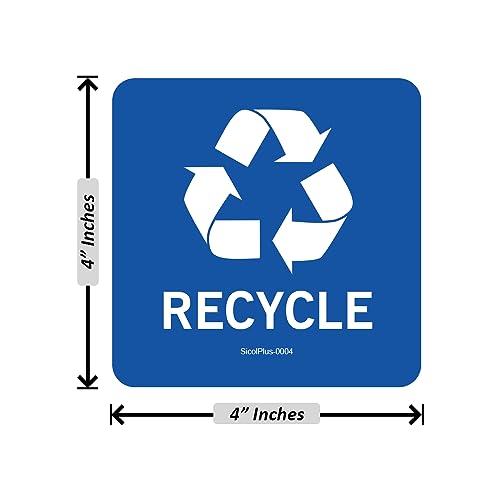 SICOL Plus Recycle & Trash Can Stickers - 4x4 Inch Vinyl Decals (2 Pcs)