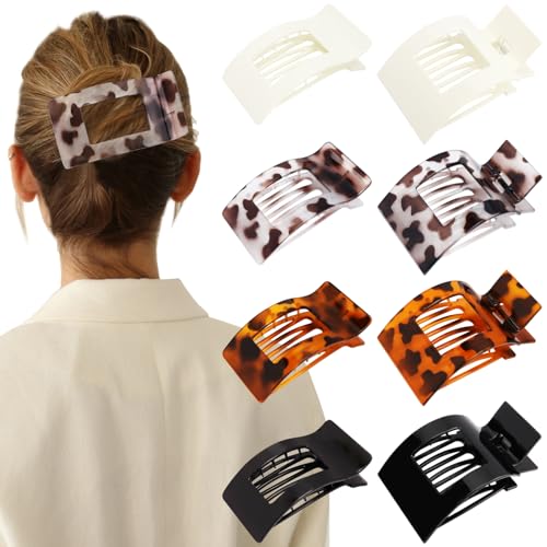 VELSCRUN Flat Hair Claw Clips 8-Pack Large Non-Slip Matte Hair Clips