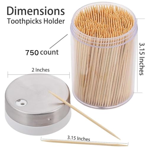 3000 Count Bamboo Toothpicks with 4 Reusable Holders - Sturdy & Eco-Friendly