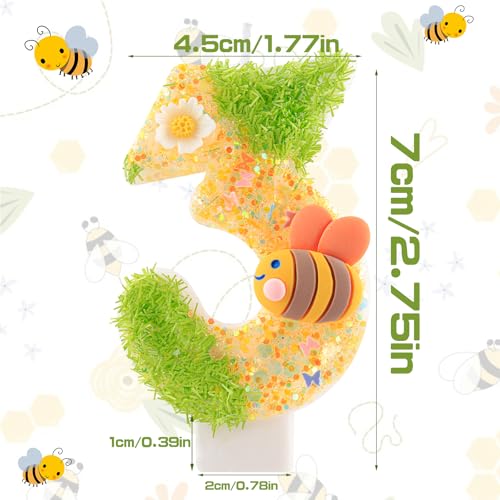 Glitter Bee Number 1 Birthday Candle - Cute Cake Topper