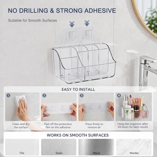 Clear Kids Toothbrush Holder - Wall-Mounted, No-Drill Bathroom Organizer