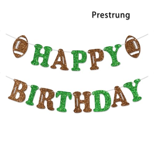 Football Happy Birthday Banner, Glitter Sport Theme Party Decoration
