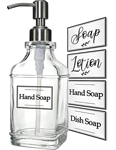JASAI Antique Glass Soap Dispenser with Stainless Steel Pump