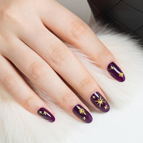 XIHIRCD 700pcs Gold and Silver Star Nail Charms 3D Metal Nail Gems