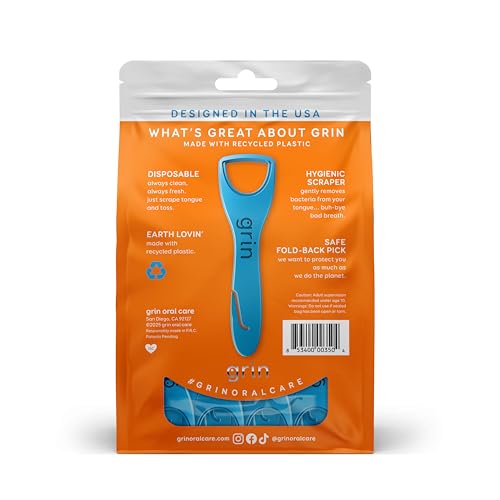Grin Disposable Tongue Cleaner 48 Count with Toothpick