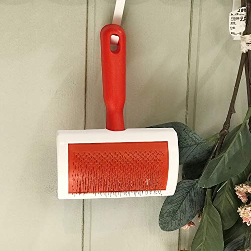 JUSPRO Sheepskin Rug Brush - Professional Slicker Brush for Fur, Medium Red