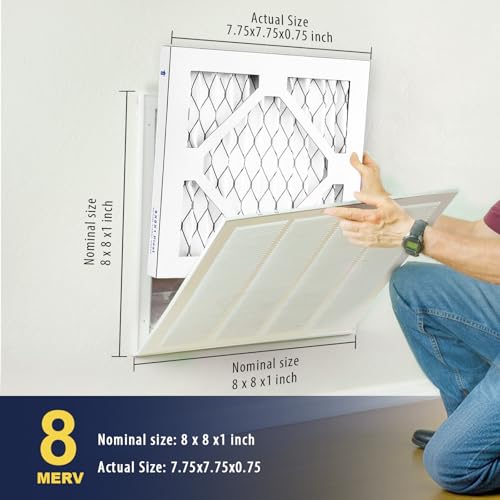 Hearthhub 8x8x1 MERV 8 Furnace Air Filter - 2 Pack (Actual 7.75x7.75x0.75)