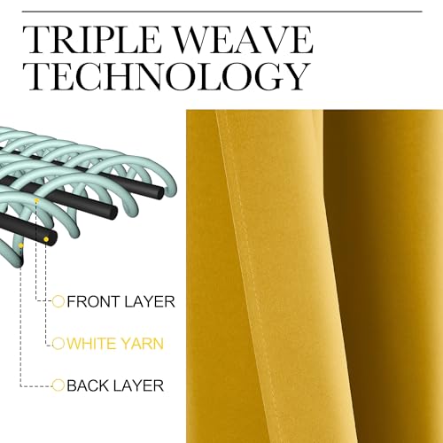 NICETOWN Gold Faux Silk Blackout Curtains, 42"W x 36"L, 2-Panel Set