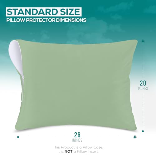 Utopia Bedding Waterproof Pillow Protectors, Standard Size, Sage (Pack of 2)
