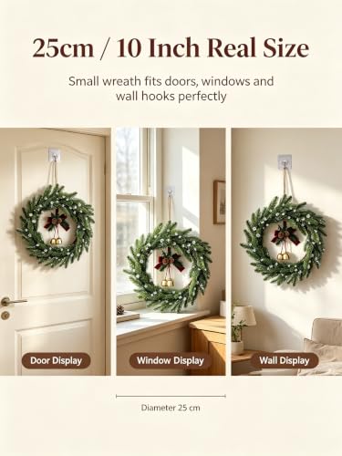 10 Inch Artificial Norfolk Pine Wreath for Front Door & Holiday Decor