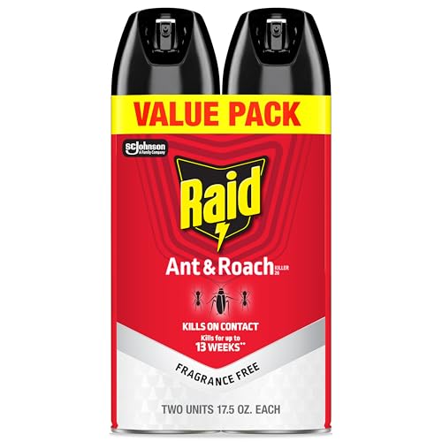 Raid Ant & Roach Killer 26, Fragrance-Free Insect Spray, 17.5 Oz (2 Pack)