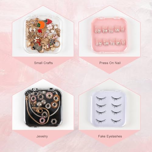 12 Pcs Press on Nail Boxes with Double Sided Tape for Storage
