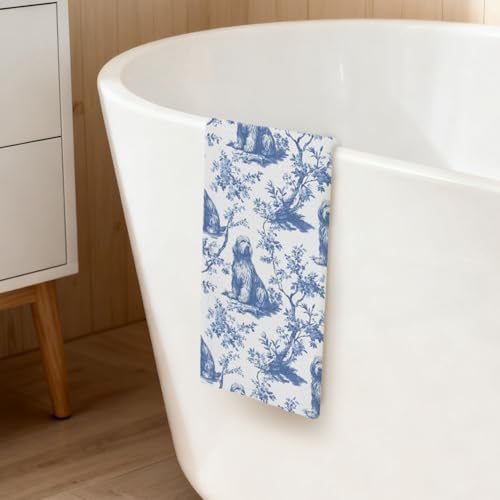 Otterhound Kitchen Dish Towels - Floral Dog Print, 16x24 Inch