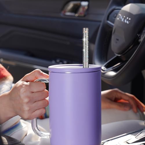 NiHome 12-Pack 12" Glitter Reusable Straws for Stanley 40oz Tumbler + Brushes