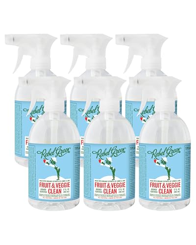 Rebel Green Fruit & Veggie Clean - 17 Fl Oz (Pack of 6) - Plant-Derived Produce Cleaner