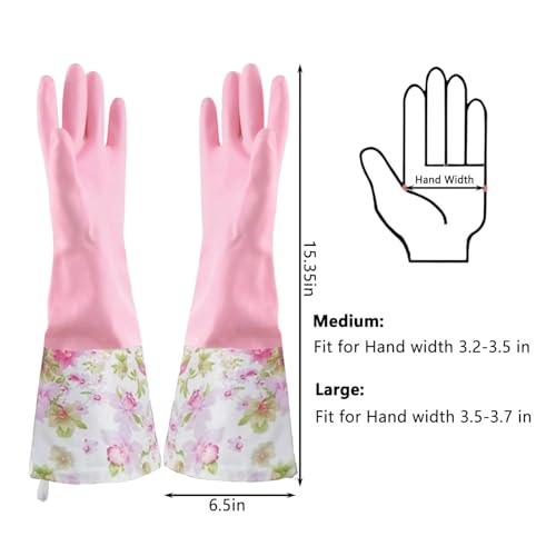 KINGFINGER Reusable Latex-Free Dishwashing Gloves - Purple & Pink, Large