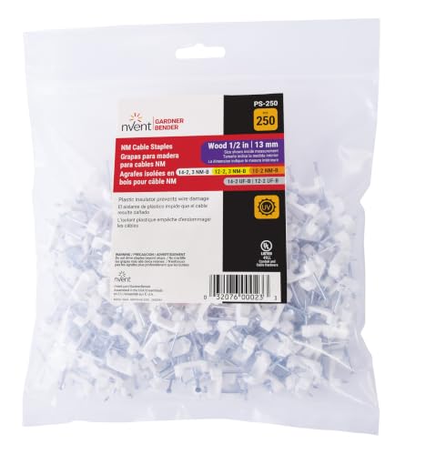 Gardner Bender ½ Inch NM Cable Staples - 250 Pack, UV-Resistant