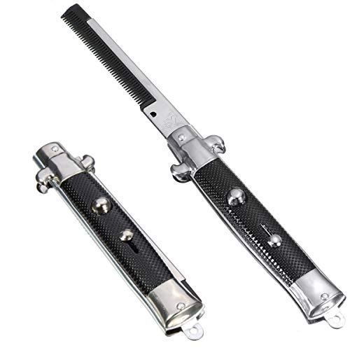 Switchblade Folding Pocket Comb 9-Inch Stainless Steel Novelty Comb